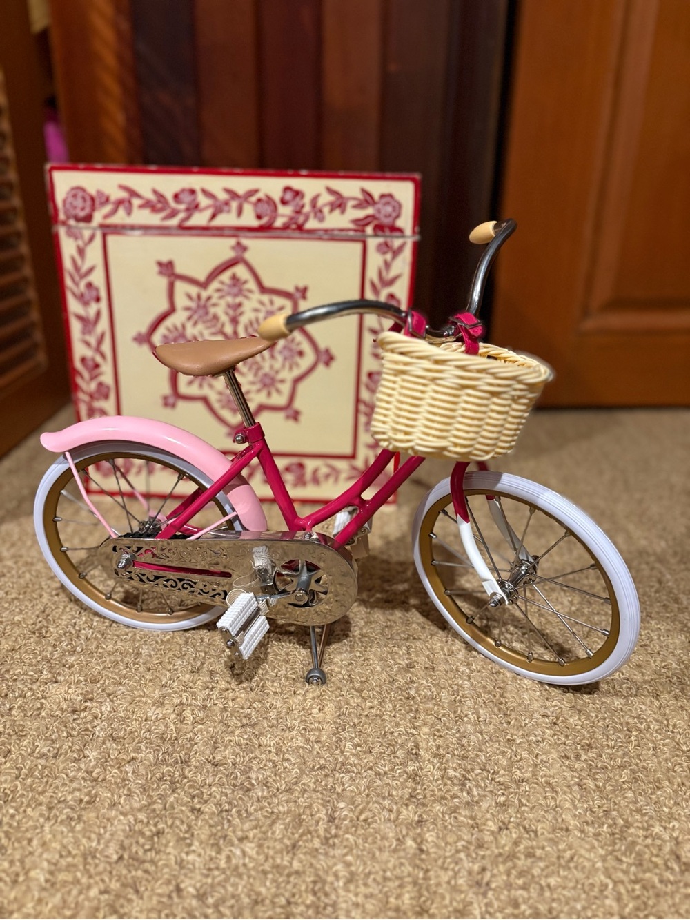 American Girl Samantha’s Pink & Cream Bicycle with Wicker Basket